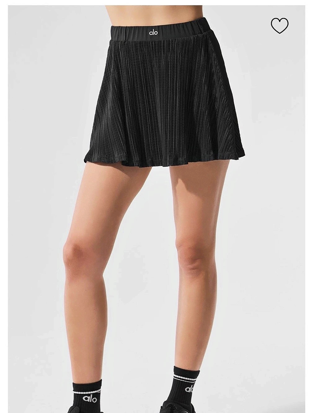 Alo Micro Plisse Tennis Skirt and Jacket SET-Black